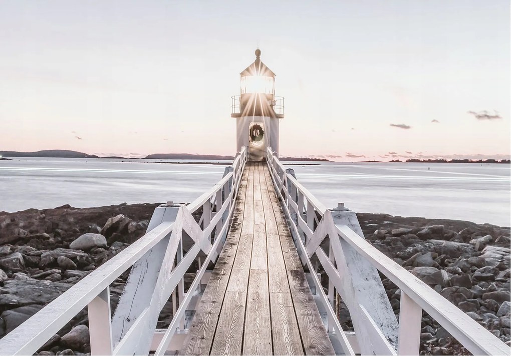 Fotótapéta Világítótorony nyugodt part pasztell színek 368x280 +ragasztó