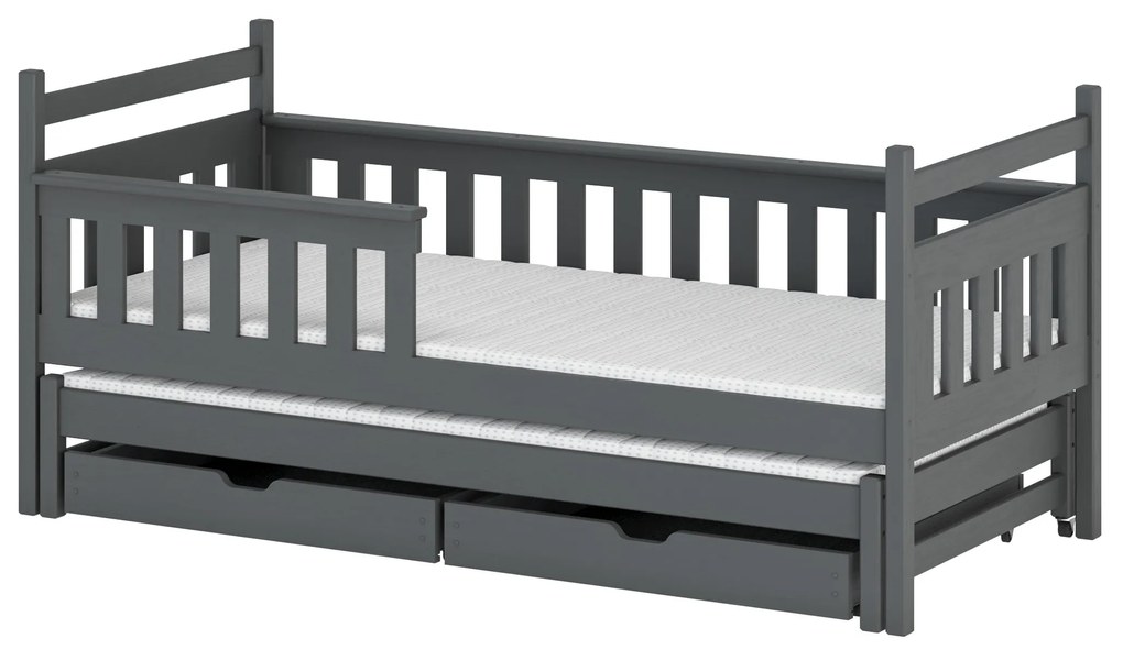 Gyerekágy 90 x 200 cm DORIA (ágyráccsal és tárolóhellyel) (grafit). Akció -10%. 1013130