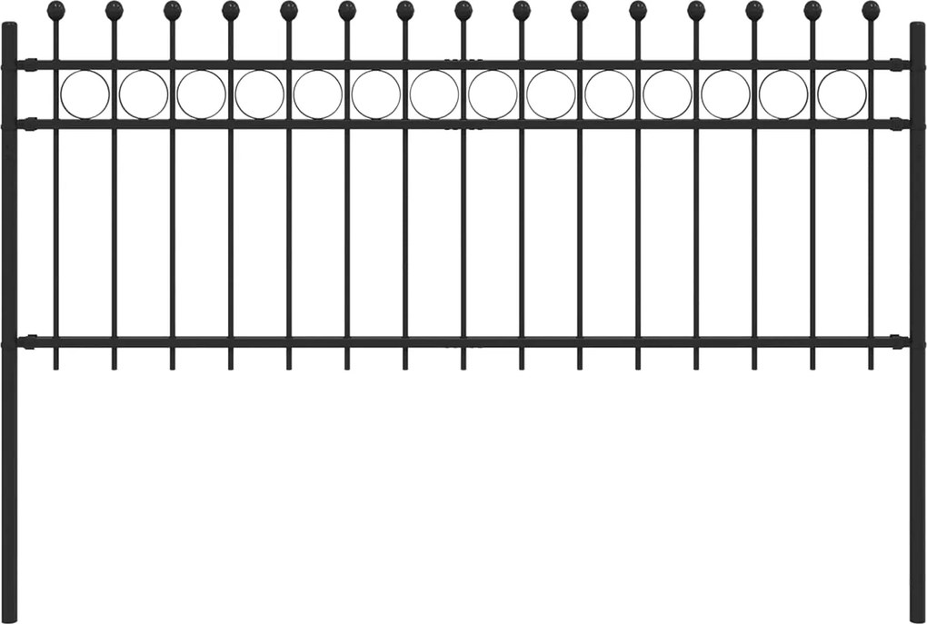 vidaXL Gyűrűs Kerítés Fekete 200 x 130 cm Porszórt acél