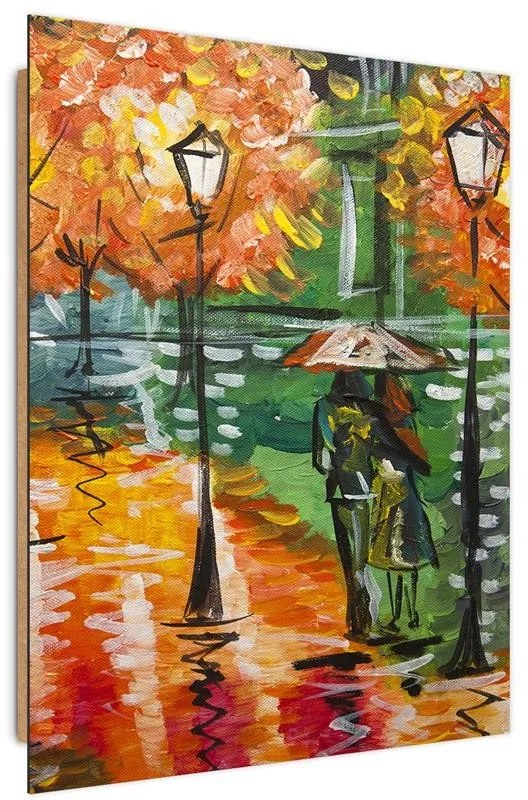 Gario Vászonkép Esos osz az úton lámpásokkal Méret: 70 x 100 cm, Kivitelezés: Vászonkép
