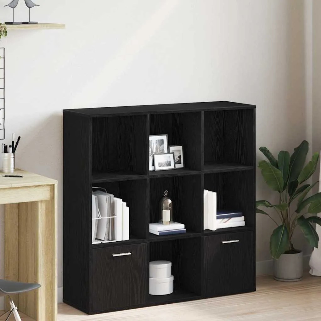 fekete tölgy színű szerelt fa könyvszekrény 98x29x97,5 cm