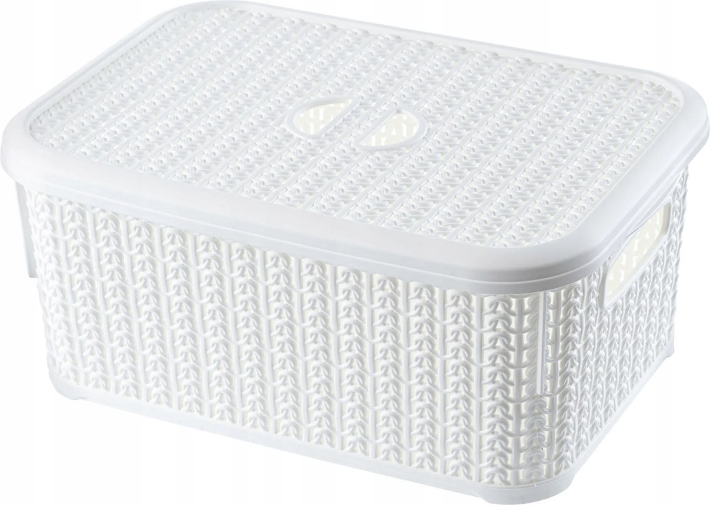 Tároló Doboz Fedéllel 6L Kosár Rendszerező Doboz Fehér