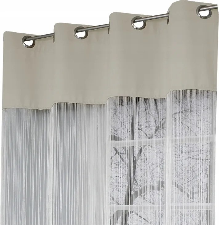 Függöny Spagetti 150x250 magas spagetti Fehér szövet ekrü krém