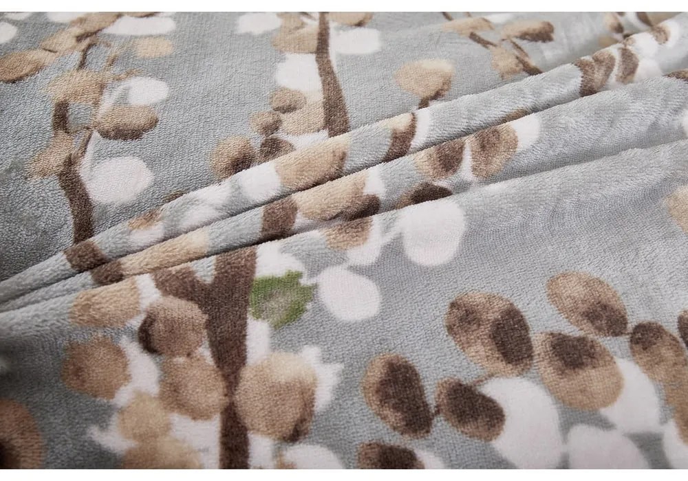 Szürke egyszemélyes mikroplüss ágyneműhuzat 140x200 cm Branches – My House