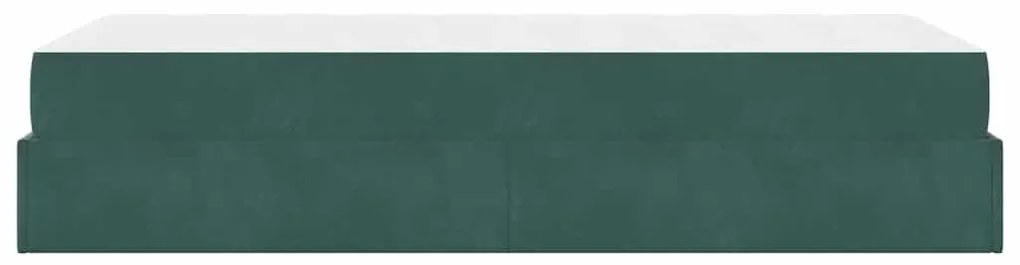 Ágykeret matracmal tárolóval Sötétzöld 80 x 200 cm Bársony