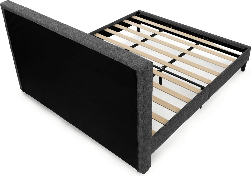 Kárpitozott franciaágykeret szürke szövet – BED-M180