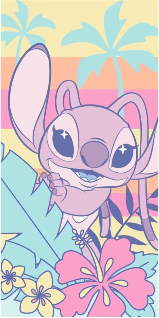 Disney Lilo és Stitch, A csillagkutya Floral Escape fürdőlepedő, strand törölköző 70x140cm (Fast Dry)