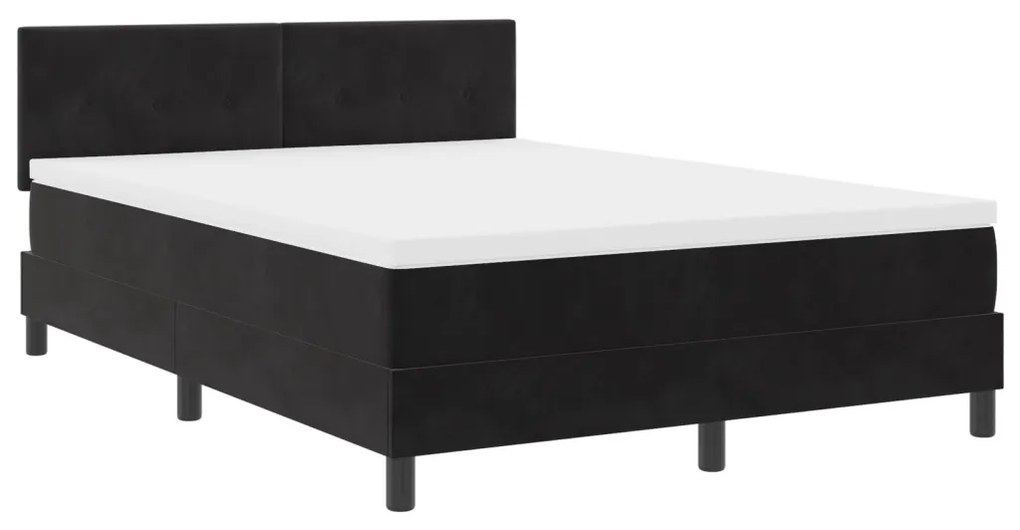 Boxspring Ágy Mattal és LED Fekete 140x190 cm Bársonyos