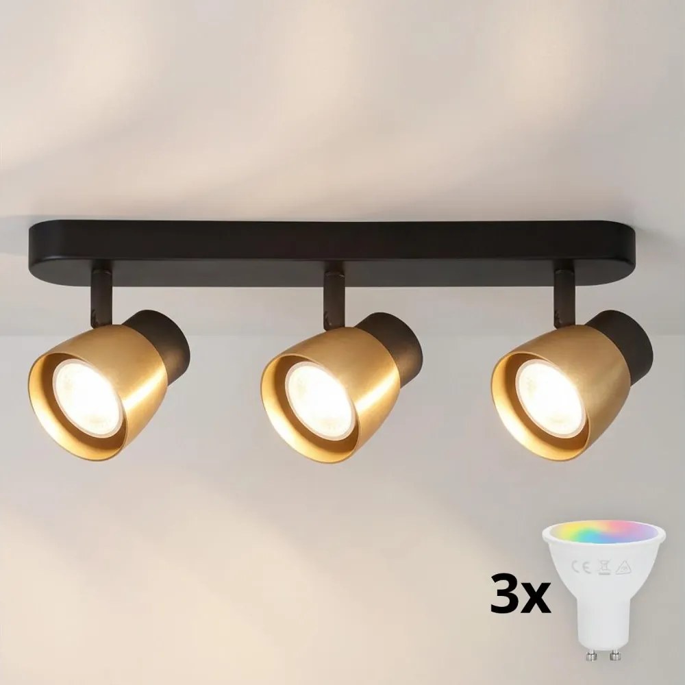 Brilagi - LED RGBW dimmelhető spotlámpa NUGGET 3xGU10/4,8W/230V fekete/arany