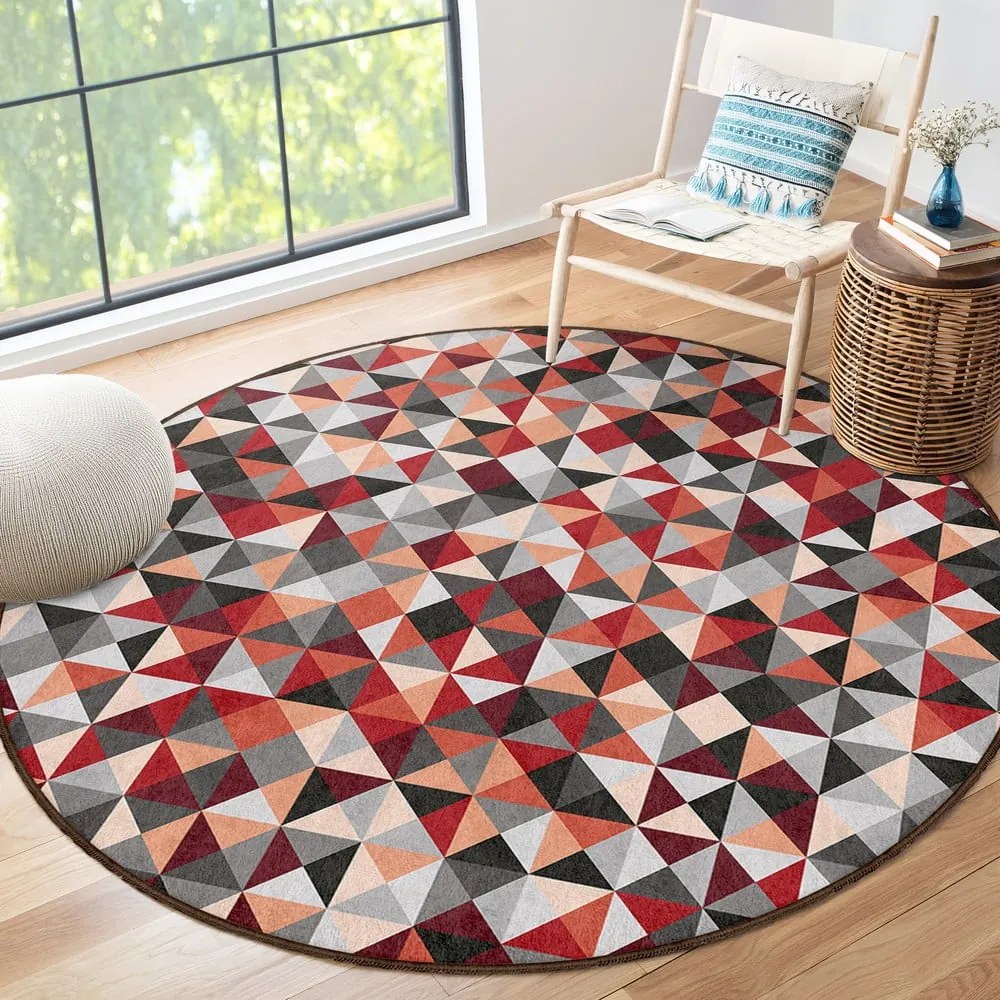 Piros-szürke mosható kerek szőnyeg ø 120 cm Ignite – Mila Home