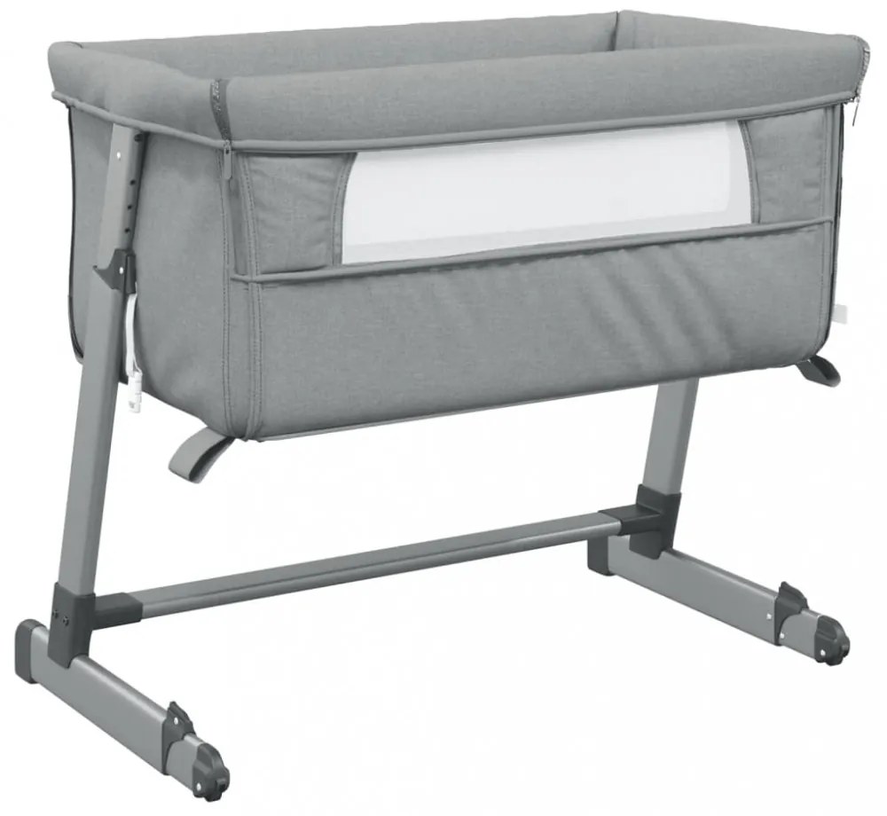 vidaXL világosszürke vászonszövet babaágy matraccal