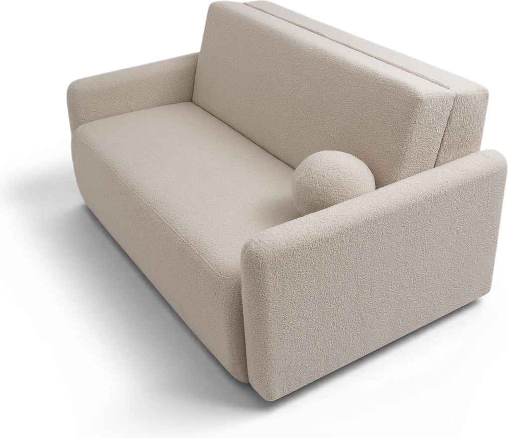 Nido ágyazható háromszemélyes kanapé 140 cm tárolóval - világos bézs boucle Quelle 03