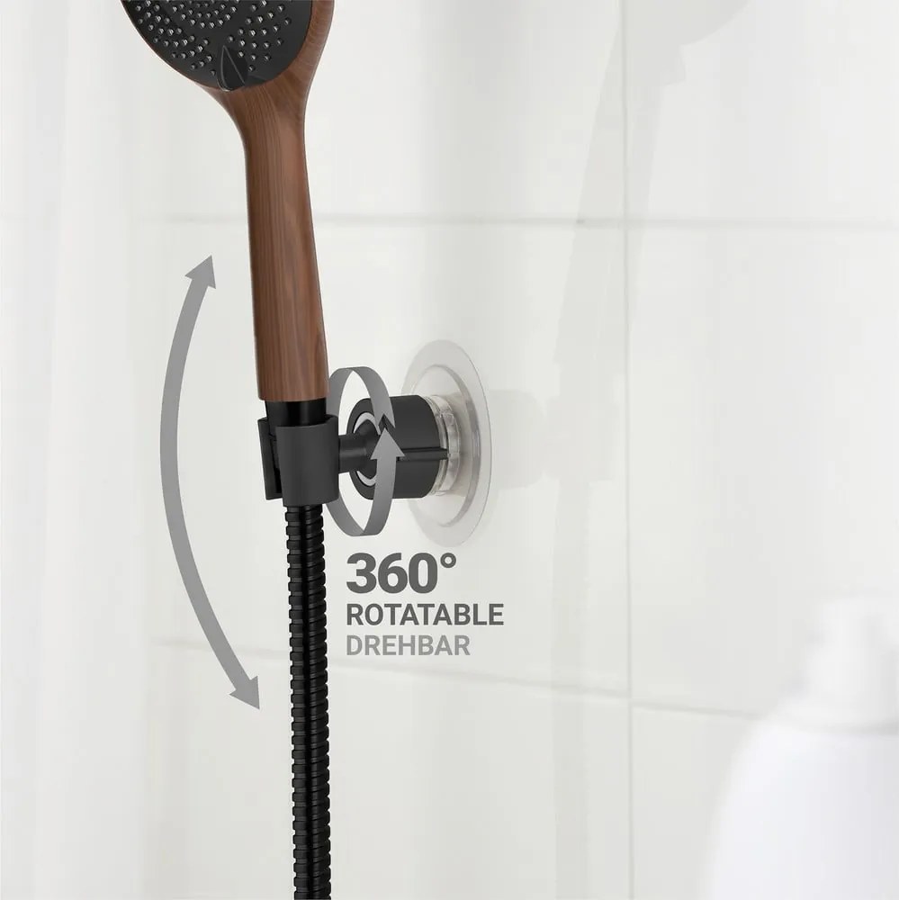 Fekete öntapadós műanyag zuhanyfej tartó Libertà – Wenko