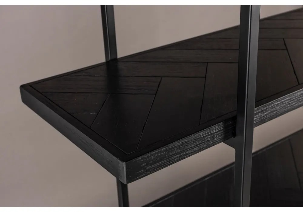 Fekete könyvespolc egzotikus fa dekorral 140x146 cm Class - Dutchbone