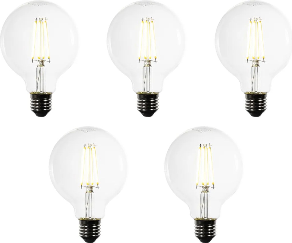 5 db-os E27 LED izzó készlet G95 átlátszó filament 3.8W 806 lm 3000K