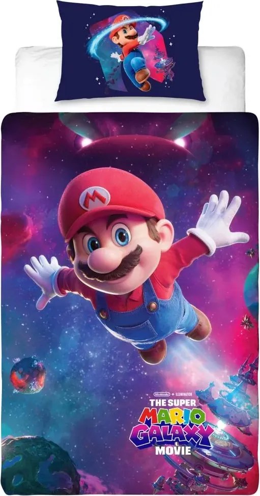 3D Pamut ágyneműhuzat MARIO GALAXY színes, 100% pamut Ágyneműhuzat mérete: 70 x 80 cm | 140 x 200 cm