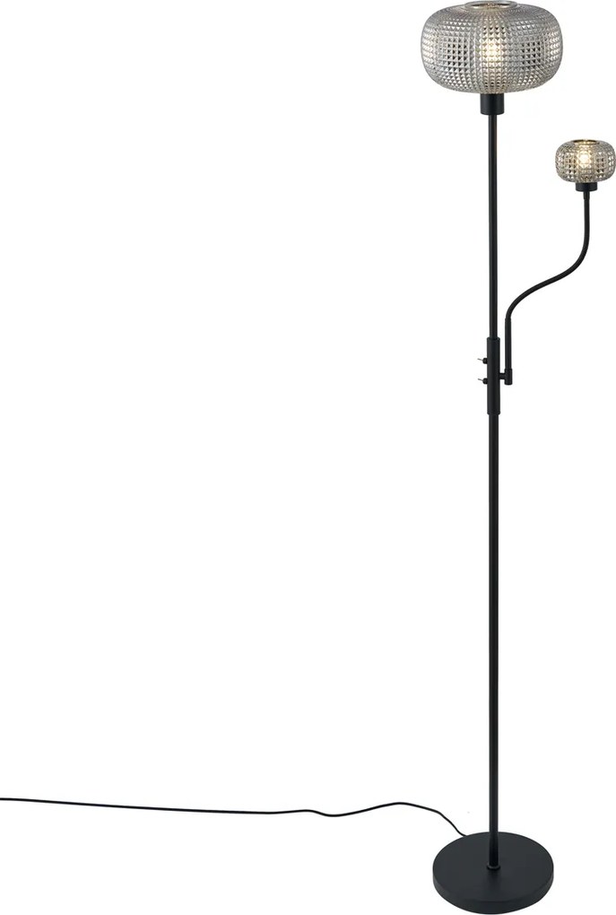 Okos állólámpa fekete füstüveggel, 2 égős, WiFi-vel - Brianna