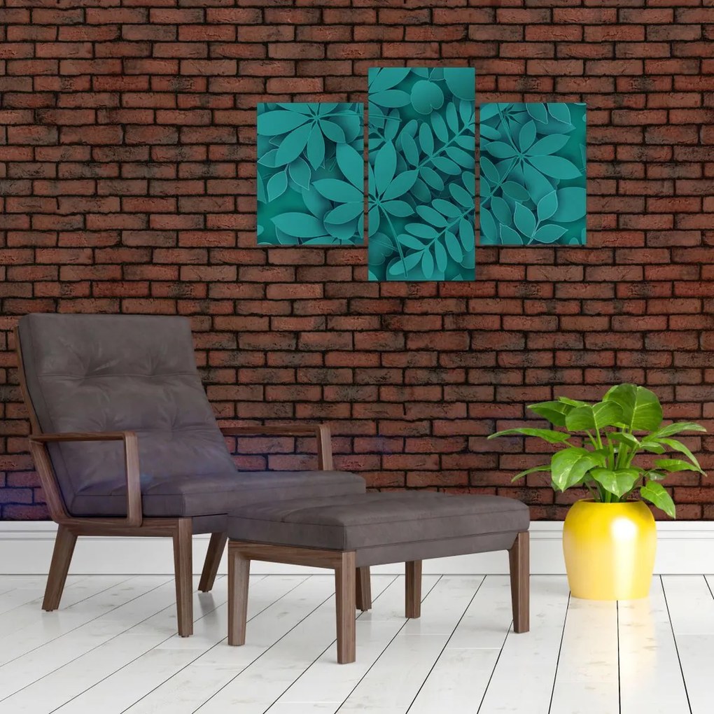 Kép - Türkiz levelek (90x60 cm)