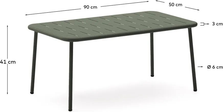 Acél kerti dohányzóasztal 50x90 cm Zivia – Kave Home