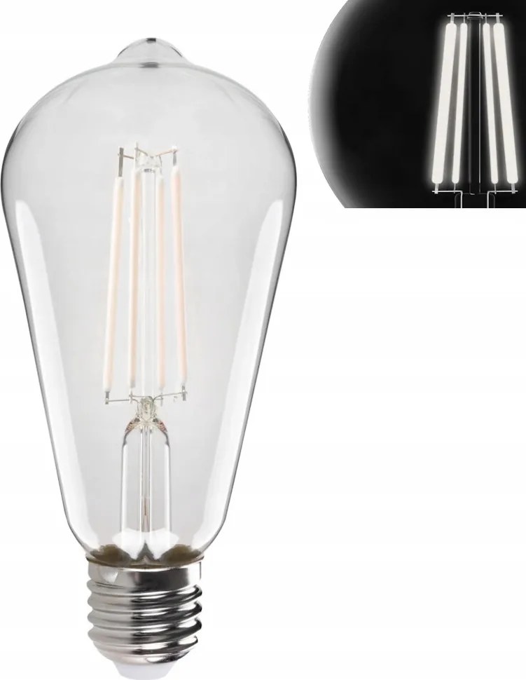 Kanlux Led Dekoratív Izzó Fehér Filament ST64 7W=60W E27 Nagy Meleg Menet
