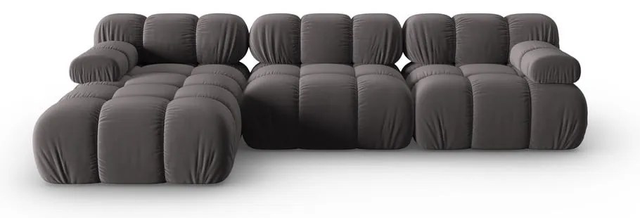 Sötétszürke bársony kanapé 285 cm Bellis – Micadoni Home