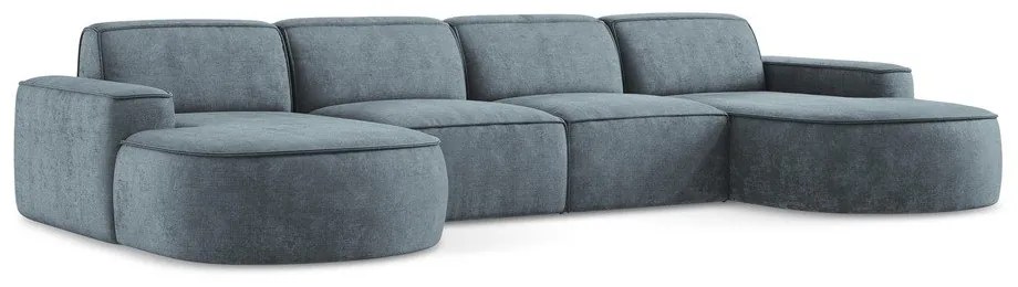 Szürkéskék zsenília sarokkanapé (U alakú) Omao – Makamii