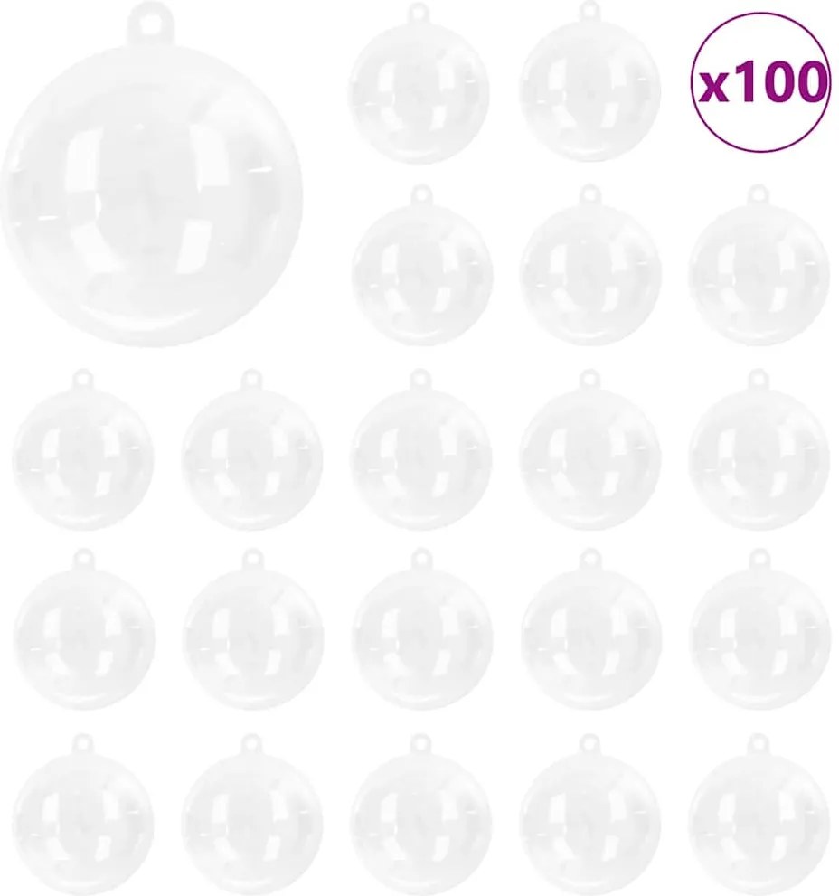 vidaXL Karácsonyi Díszgömb Készlet 100 pcs Átlátszó Ø 10 cm