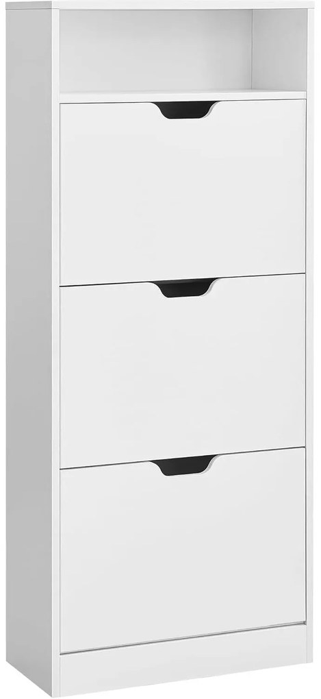 Cipős szekrény 3 csuklós ajtóval, cipőtartó, 24 x 60 x 139 cm, felhőfehér