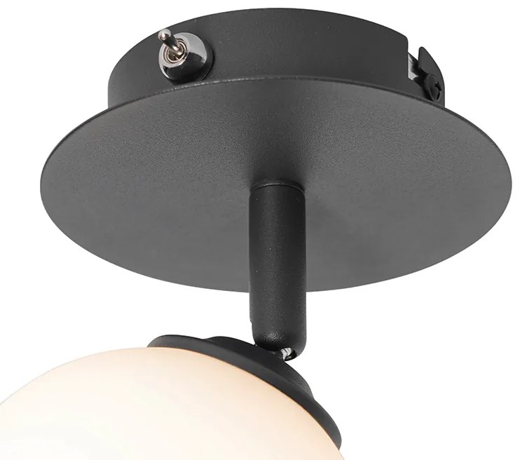 Modern fekete reflektor opál üveggel kapcsolóval - Athén