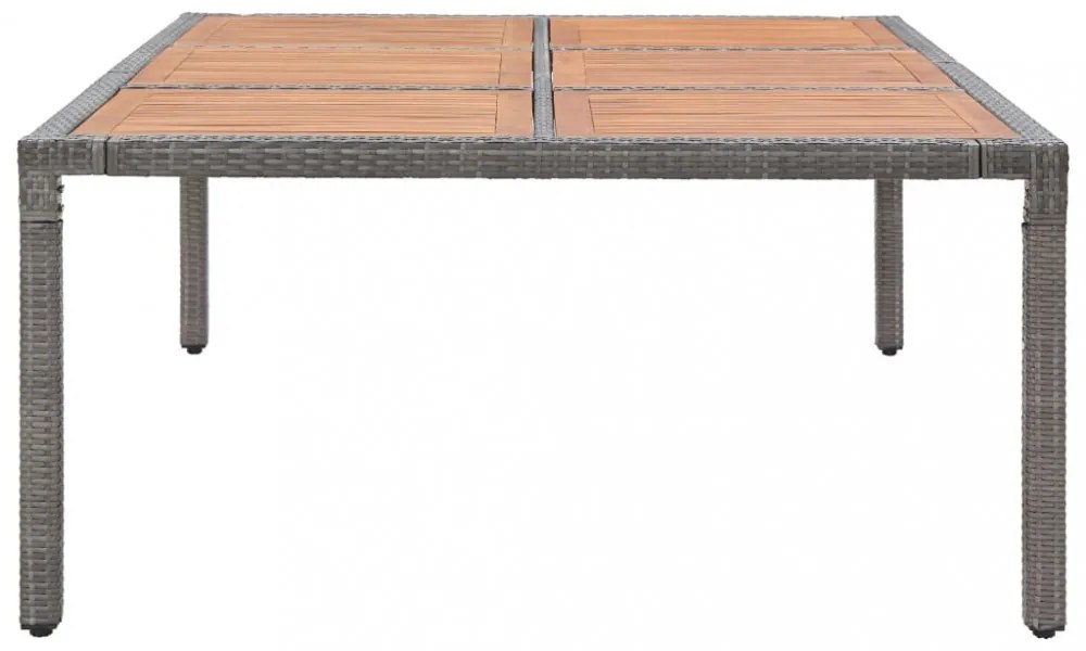 szürke polyrattan és akácfa kerti asztal 200 x 150 x 74 cm