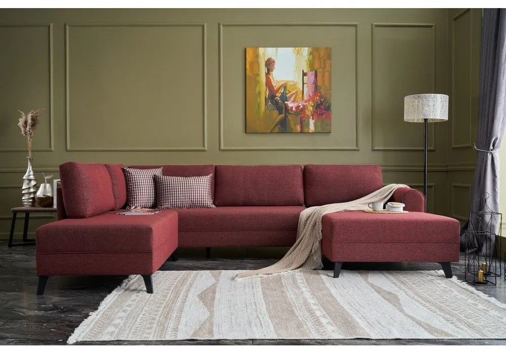 Téglavörös sarokkanapé (U alakú) Belen – Balcab Home