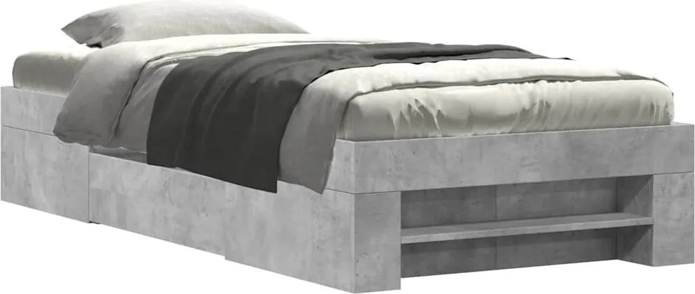 vidaXL betonszürke szerelt fa ágykeret 100 x 200 cm