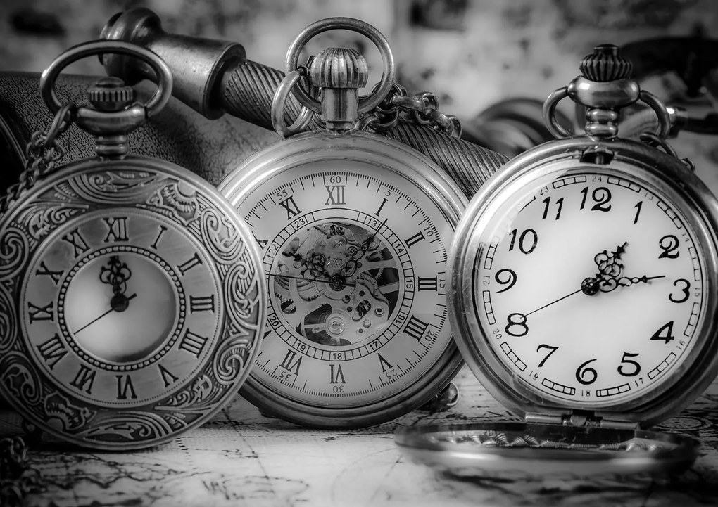 Fotótapéta Antik órák és vintage vinil térkép 368x254 +ragasztó