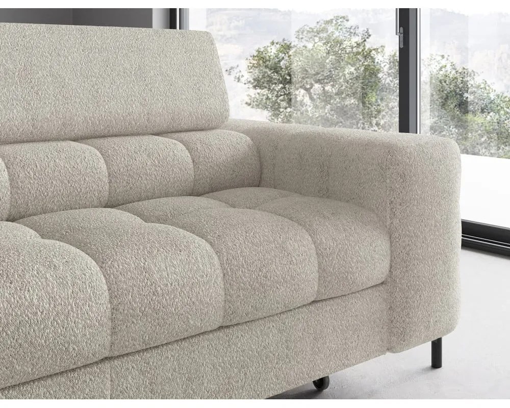 Krémszínű buklé kinyitható-tárolóhelyes sarokkanapé (bal oldali-L alakú) Ferucce – ELTAP