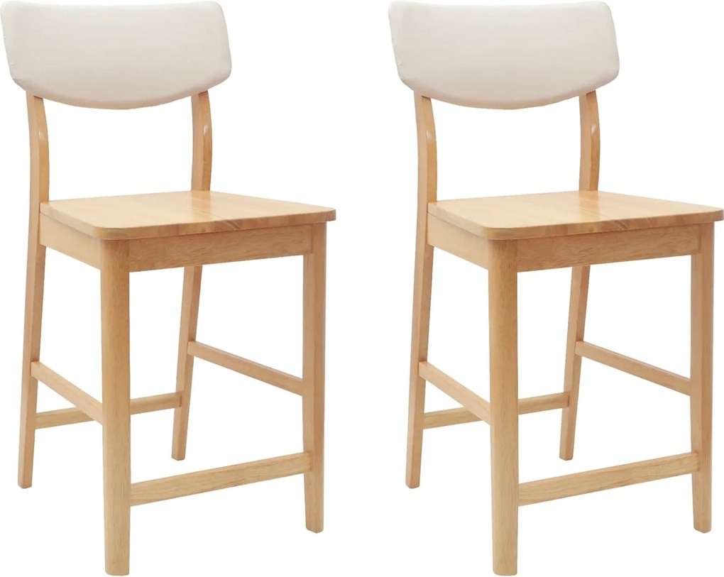 vidaXL Étkező Székek 2 pcs Természetes 48 x 49 x 95 cm Tömör Gumi Fa