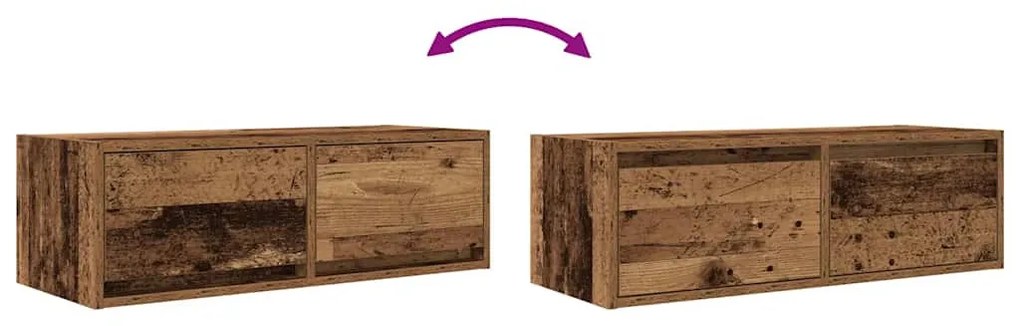 2 db antik fa szerelt fa fali TV-szekrény 80x31x25,5 cm