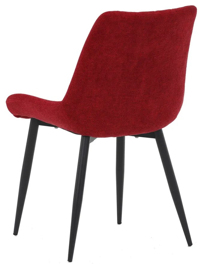 Scaun de sufragerie din țesătură roșie cu model elegant de romburi. DCL-218