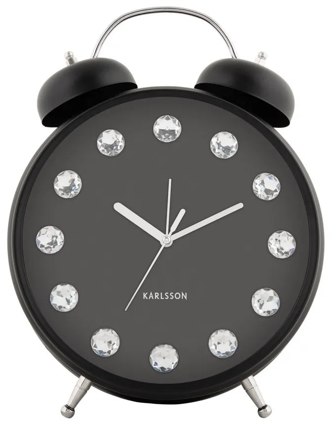 Karlsson 6019BK dizájner asztali óra/ébresztőórafekete, átmérő: 30 cm