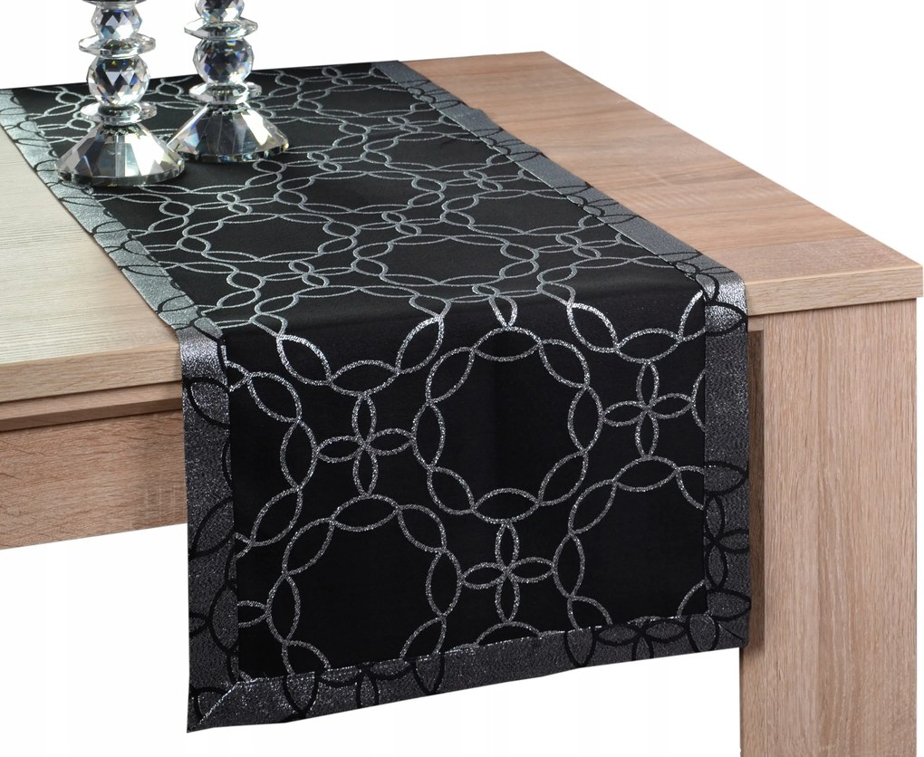 Dekorációs futófelület Modern 40x220 foltálló öv fekete-ezüst