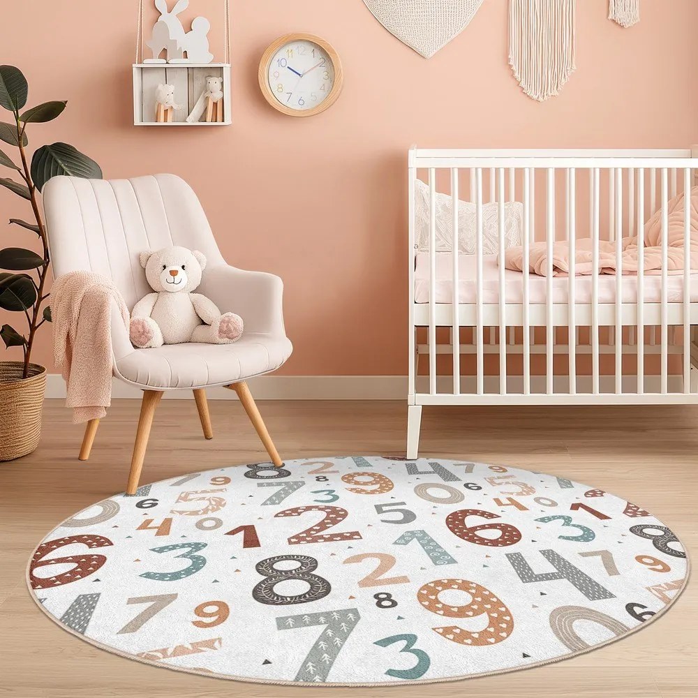 Mosható gyerek játszószőnyeg ø150 cm Happy Numbers – Mila Home