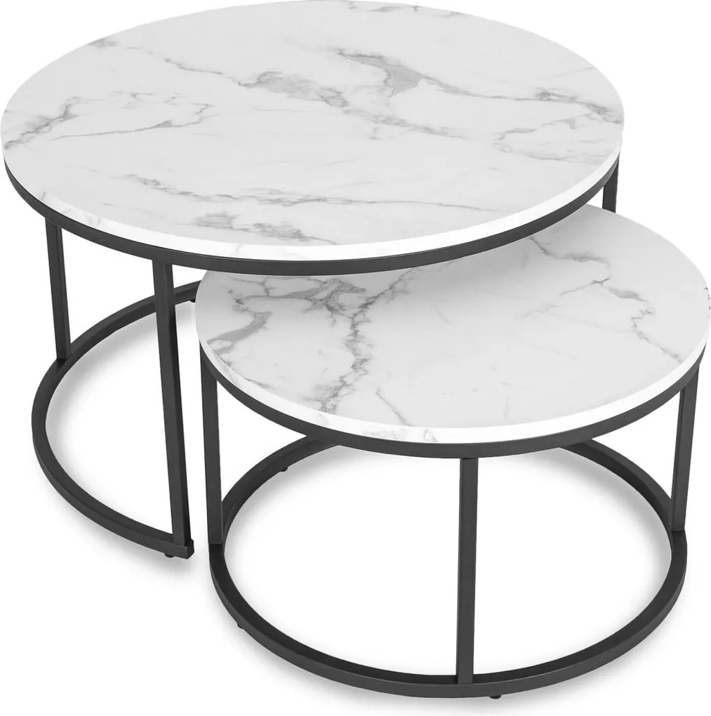 Dohányzóasztal szett fehér márvány hatású felülettel DAFNE MAX