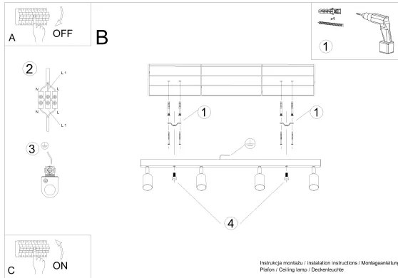 Sollux SL.1294 - Spotlámpa VERDO 4xGU10/10W/230V fekete