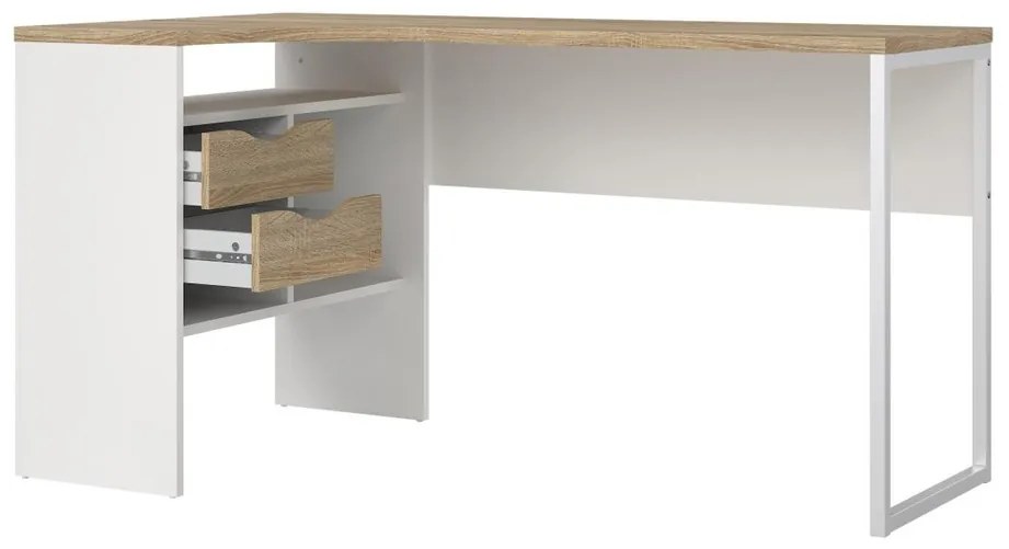 Felix Corner íróasztal, fehér / sonoma tölgy