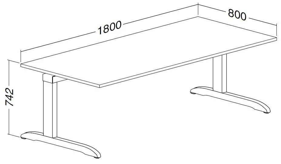 ProOffice C asztal 180 x 80 cm, bükkfa