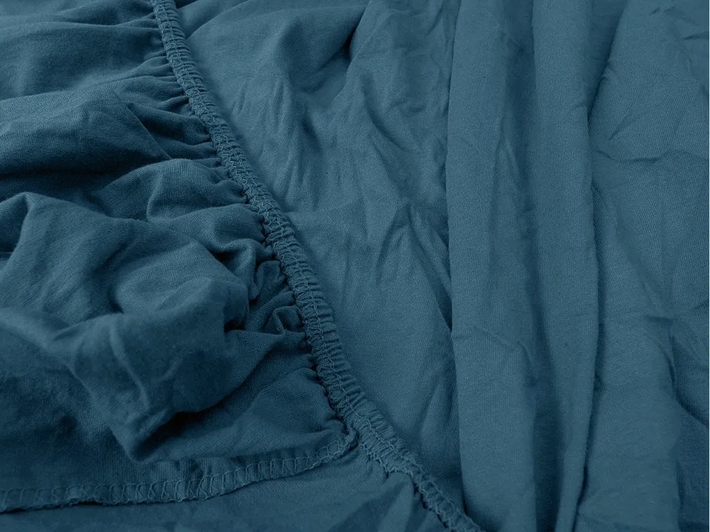 STANDARD Jersey lepedő fáradt kék színben 90x200 cm