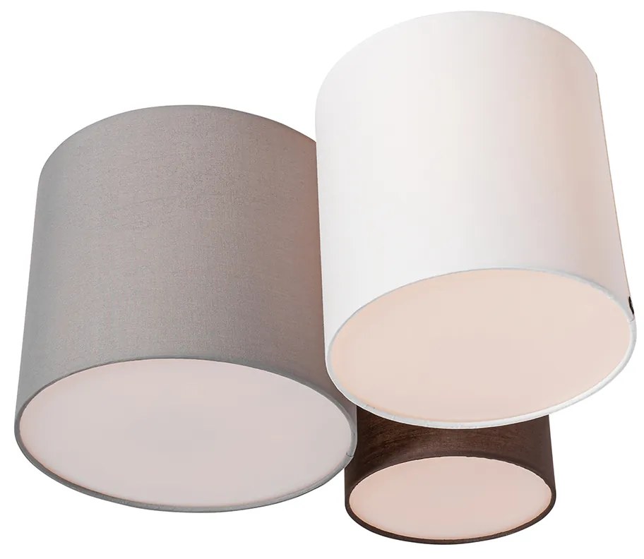 Mennyezeti lámpa fehér, szürke és barna 3-lámpás - Multidrum