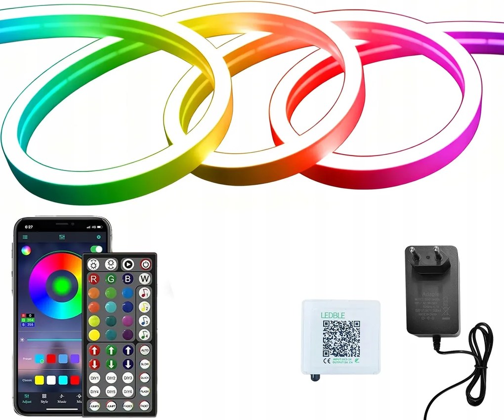 Rgb Led Szalag 5m Kültéri Vízálló IP65 Ledy 5050 24v Erős Bluetooth