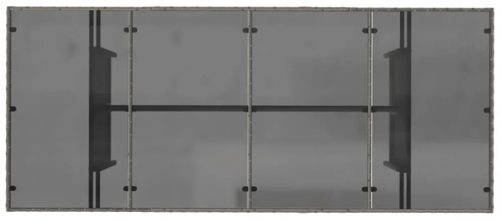 szürke polyrattan üveglapos kerti asztal 190x80x74 cm