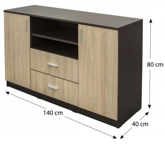 Ponte Komód 2 ajtós + 2 fiókos Dark sonoma - Sonoma