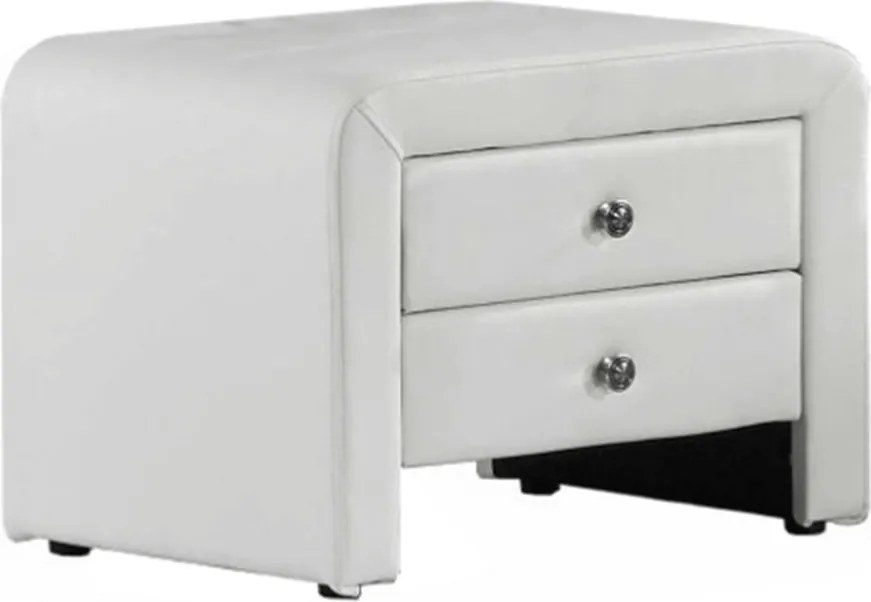 Éjjeliszekrény, fehér textilbőr, WILSON
